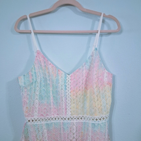 Pastel Fairy Dress Rainbow Lace Adjustable Straps Lined Zipper Back Pink Blue XL - Picture 2 of 13